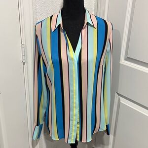 Worthington Vibrant Striped Button Down Shirt